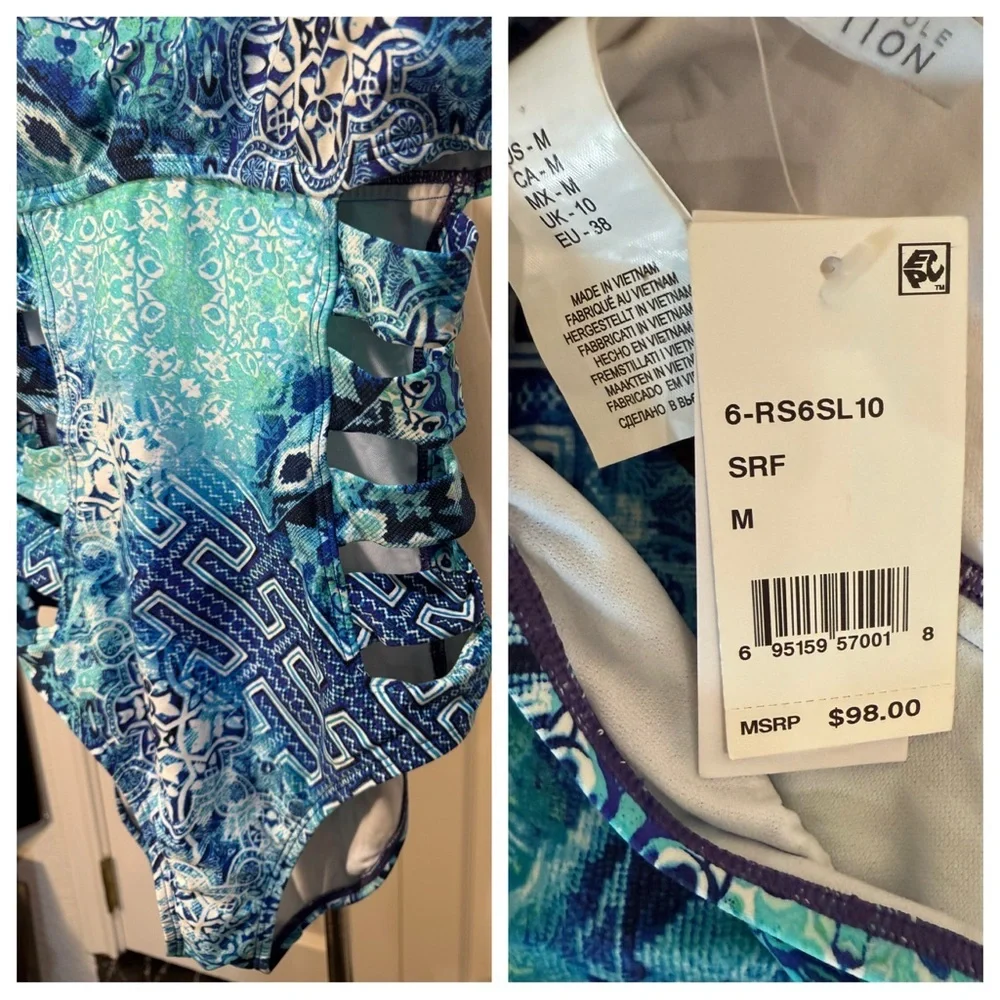 NWT! Kenneth Cole REACTION Hit The Surf Cut Out One Piece Swimsuit